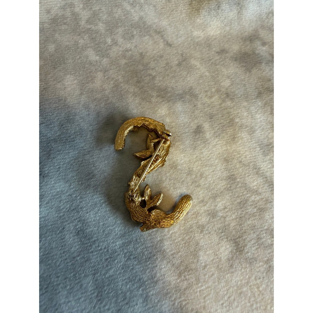 Vintage Sarah Coventry Gold Tone Initial S Branch Leaf Brooch Pin Signed - Picture 3 of 5